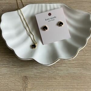 Kate Spade Black Spade Necklace and Earrings Set